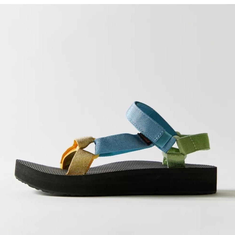 NIB Teva Midform Universal Sandal in Metallic Blue/Green/Yellow - Picture 5 of 8